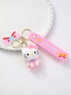 Hello Kitty Bow Key Chain Bag Charm Pink Large
